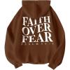 imageWomens Letter Print Hoodies Oversized Sweatshirt Long Sleeve Tops Pullover Pocketed Streetwear Women OutfitsSolid Coffee Brown