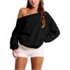 imageWomens Off The Shoulder Sweatshirt Long Sleeve Drop Shoulder Oversized Pullover Tops Fall OutfitsPure Black
