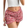 imageWomens Plaid Low Rise Checkered Bloomer Y2k Mini Ruffle Micro Boxer ShortsHeart Red