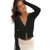 imageWomens Sexy Mesh Sheer Tops Long Sleeve Button Down Crop Tops Slim Fit Streetwear Y2K Tee Going Out T ShirtBlack