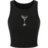imageWomens Sleeveless Ribbed Knit Tank Top Graphic Print Crew Neck Tee Shirt Casual Slim Fit Crop TopsBlack