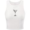 imageWomens Sleeveless Ribbed Knit Tank Top Graphic Print Crew Neck Tee Shirt Casual Slim Fit Crop TopsWhite