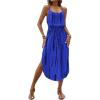 imageWomens Spaghetti Strap Tie Dye Cami Dress Scoop Neck Split Thigh Midi Dresses Knot Front Sun DressesRoyal Blue
