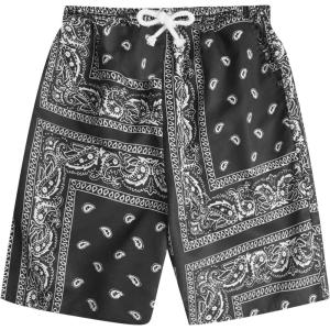 imageBoys Paisley Shorts Boho Drawsring Casual Gym Beach Bandana Shorts Summer Shorts for BoysBlack Printed