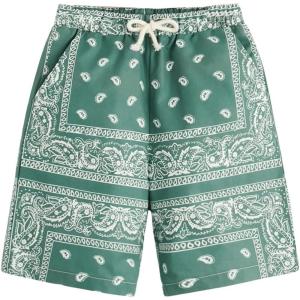 imageBoys Paisley Shorts Boho Drawsring Casual Gym Beach Bandana Shorts Summer Shorts for BoysGreen