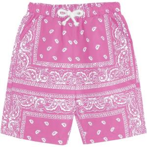 imageBoys Paisley Shorts Boho Drawsring Casual Gym Beach Bandana Shorts Summer Shorts for BoysHot Pink