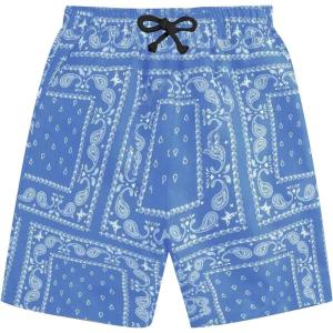 imageBoys Paisley Shorts Boho Drawsring Casual Gym Beach Bandana Shorts Summer Shorts for BoysLight Blue