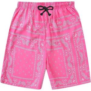 imageBoys Paisley Shorts Boho Drawsring Casual Gym Beach Bandana Shorts Summer Shorts for BoysLight Pink