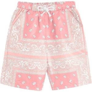 imageBoys Paisley Shorts Boho Drawsring Casual Gym Beach Bandana Shorts Summer Shorts for BoysPaisley Pink