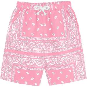 imageBoys Paisley Shorts Boho Drawsring Casual Gym Beach Bandana Shorts Summer Shorts for BoysPink