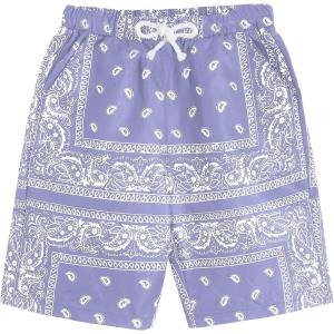 imageBoys Paisley Shorts Boho Drawsring Casual Gym Beach Bandana Shorts Summer Shorts for BoysPurple