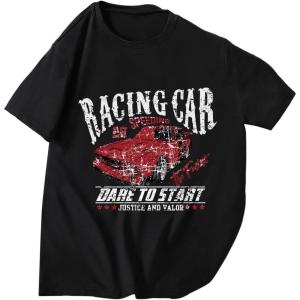 imageBoys Short Sleeve Tropical Graphic Tee Tops Casual Crew Neck T Shirt Loose Summer TopsBlack Red Car
