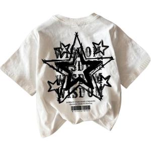 imageBoys Short Sleeve Tropical Graphic Tee Tops Casual Crew Neck T Shirt Loose Summer TopsGraphic White