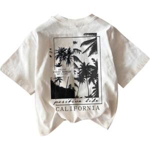 imageBoys Short Sleeve Tropical Graphic Tee Tops Casual Crew Neck T Shirt Loose Summer TopsWhite