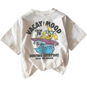 imageBoys Short Sleeve Tropical Graphic Tee Tops Casual Crew Neck T Shirt Loose Summer TopsWhite Blue