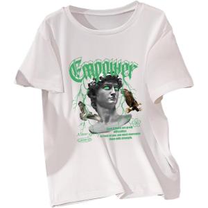 imageBoys Short Sleeve Tropical Graphic Tee Tops Casual Crew Neck T Shirt Loose Summer TopsWhite With Green