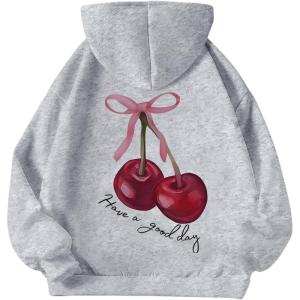 imageGirls Bow Cheetah Leopard Hoodies Long Sleeve Pullover Tops Preppy Cute Sweatshirts HoodiesGrey