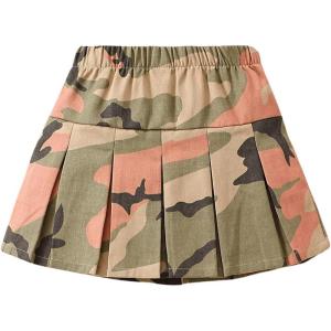 imageGirls Flared Camo Pleated Skirt Elastic High Waist A Line Streetwear Jersey Mini Skirts for GirlsPink