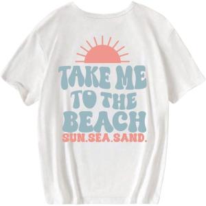 imageGirls Graphic Tees Short Sleeve Crewneck T Shirts Casual Summer Tops Cute Preppy ClothesBlue White