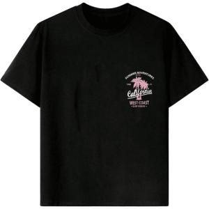 imageGirls Graphic Tees Short Sleeve Crewneck T Shirts Casual Summer Tops Cute Preppy ClothesGraphic Black