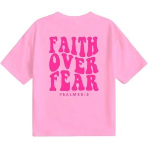 imageGirls Graphic Tees Short Sleeve Crewneck T Shirts Casual Summer Tops Cute Preppy ClothesPink