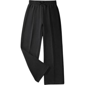 imageGirls Jogger Swearpants High Elastic Waist Pants Casual Baggy Wide Leg Sweatpants with PocketBlack