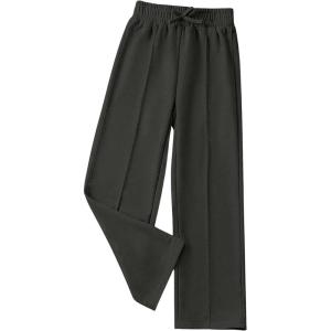 imageGirls Jogger Swearpants High Elastic Waist Pants Casual Baggy Wide Leg Sweatpants with PocketDark Grey
