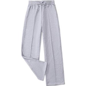imageGirls Jogger Swearpants High Elastic Waist Pants Casual Baggy Wide Leg Sweatpants with PocketGrey