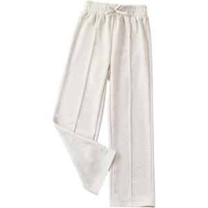 imageGirls Jogger Swearpants High Elastic Waist Pants Casual Baggy Wide Leg Sweatpants with PocketLight Apricot