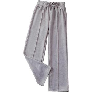 imageGirls Jogger Swearpants High Elastic Waist Pants Casual Baggy Wide Leg Sweatpants with PocketPure Grey