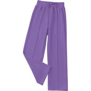 imageGirls Jogger Swearpants High Elastic Waist Pants Casual Baggy Wide Leg Sweatpants with PocketPurple