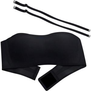 imageGirls Push Up Strapless Bra Comfy Bandeau Wireless Bra Sleeveless Tube Tops BralettesBlack