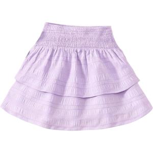 imageGirls Tiered Layer Shirred Boho Smocked Skirts Casual Cute High Waisted Pleated Ruffle Flowy Elastic SkirtsPurple