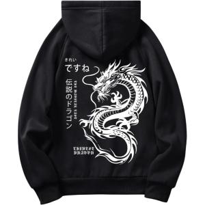 imageMens Hoodies Graphic Print Long Sleeve Drawstring Pullover Sweatshirt with Pocket TrendyBlack and White Letter