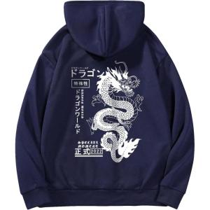 imageMens Hoodies Graphic Print Long Sleeve Drawstring Pullover Sweatshirt with Pocket TrendyRoyal Blue