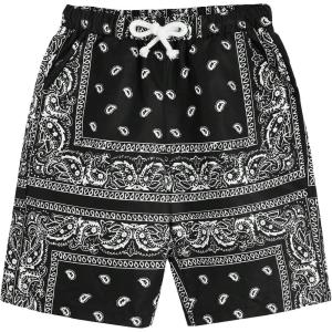 imageMens Paisley Drawstring Summer Gym Workout ShortsBlack
