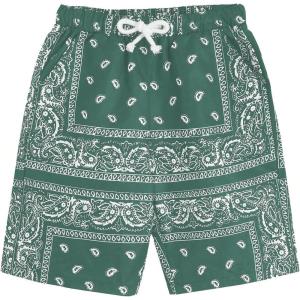 imageMens Paisley Drawstring Summer Gym Workout ShortsLight Green