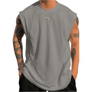 imageMens Tank Tops Summer Crew Neck Sleeveless Shirts Workout Gym Muscle Tank Tops UndershirsGrey