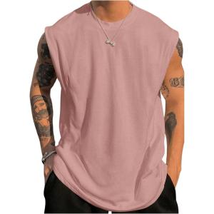 imageMens Tank Tops Summer Crew Neck Sleeveless Shirts Workout Gym Muscle Tank Tops UndershirsPink