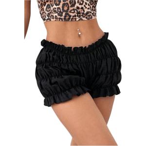 imageWomens Plaid Low Rise Checkered Bloomer Y2k Mini Ruffle Micro Boxer ShortsPure Black