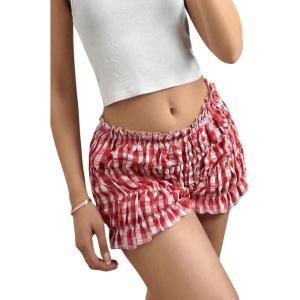 imageWomens Plaid Low Rise Checkered Bloomer Y2k Mini Ruffle Micro Boxer ShortsRed
