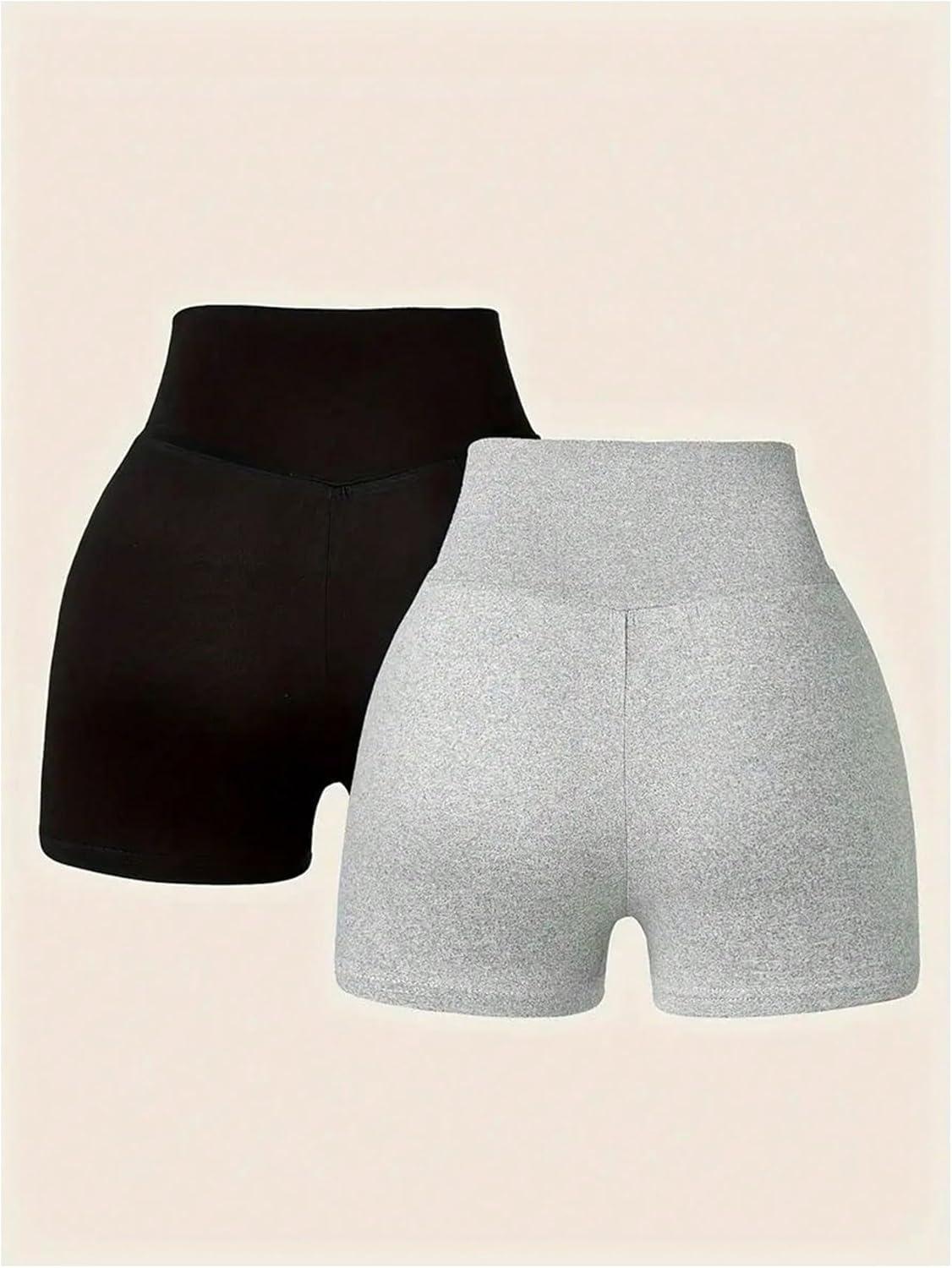 imageWomens 2 Pack Crossover V Waist Skinny Mini Shorts Casual Workout Sports Track ShortsMulticolor