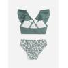 imageGirls 2 Piece Floral Ruffle Swimsuit Set Crisscross Back Bathing Suit Cute SwimwearGreen