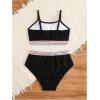 imageGirls 2 Piece High Waisted Swimsuit Floral Boho Bathing Suit Wireless Full Coverage Bikini SetsBlack