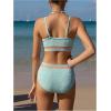 imageGirls 2 Piece High Waisted Swimsuit Floral Boho Bathing Suit Wireless Full Coverage Bikini SetsGreen