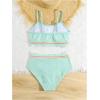 imageGirls 2 Piece High Waisted Swimsuit Floral Boho Bathing Suit Wireless Full Coverage Bikini SetsGreen