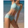 imageGirls 2 Piece High Waisted Swimsuit Floral Boho Bathing Suit Wireless Full Coverage Bikini SetsGreen