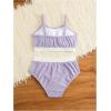 imageGirls 2 Piece High Waisted Swimsuit Floral Boho Bathing Suit Wireless Full Coverage Bikini SetsPurple
