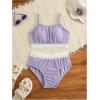 imageGirls 2 Piece High Waisted Swimsuit Floral Boho Bathing Suit Wireless Full Coverage Bikini SetsPurple