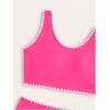 imageGirls 2 Pieces Swimwear Set Scoop Neck Tank Tops and Bikini Bottoms BeachwearHot Pink